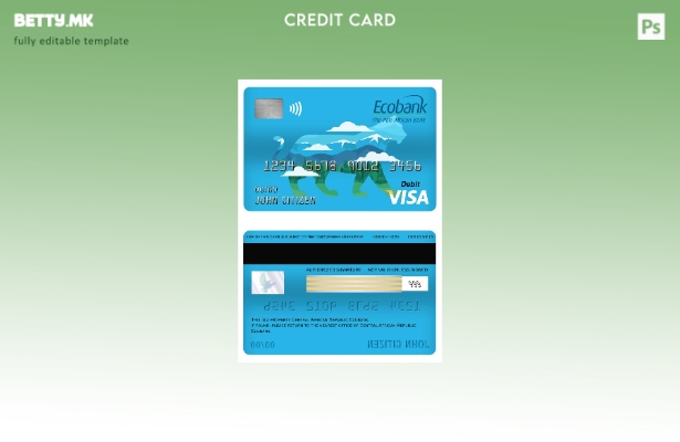 Модерен стил Шаблон за виза за дебитна картичка на Централна Африканска Републик